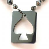 Hematite Hollow Spade Hang Tag 32x42mm Pendant